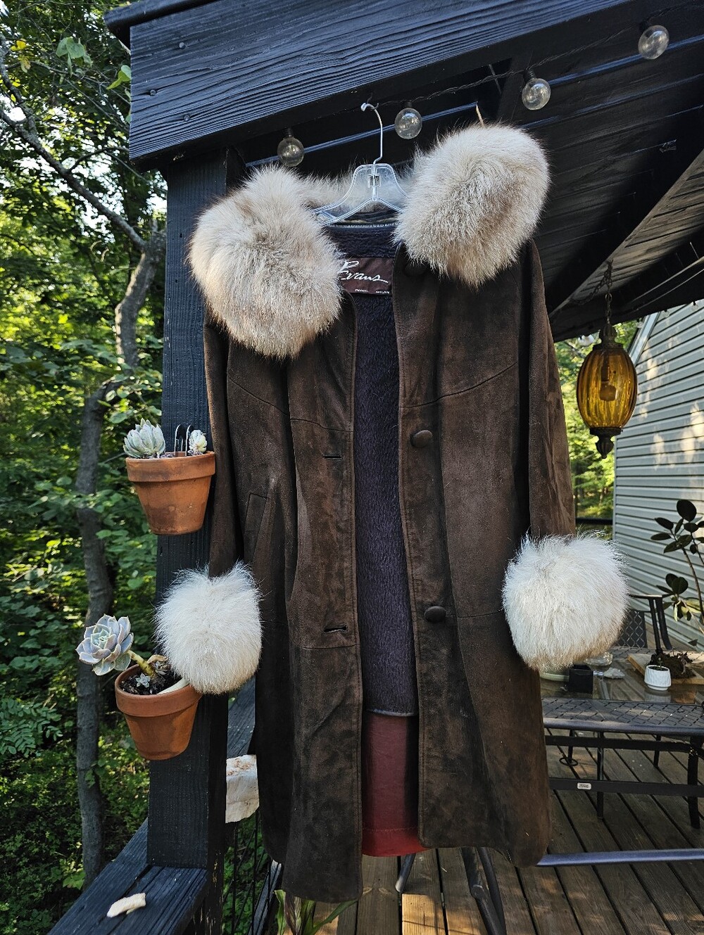 Vintage Women’s Brown Suede Coat with Fur Trim